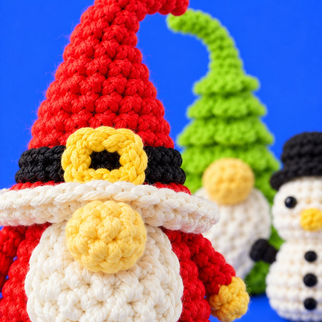 Noël, Noëlle & Florent — Les compagnons de Noël au crochet — détail des mailles.