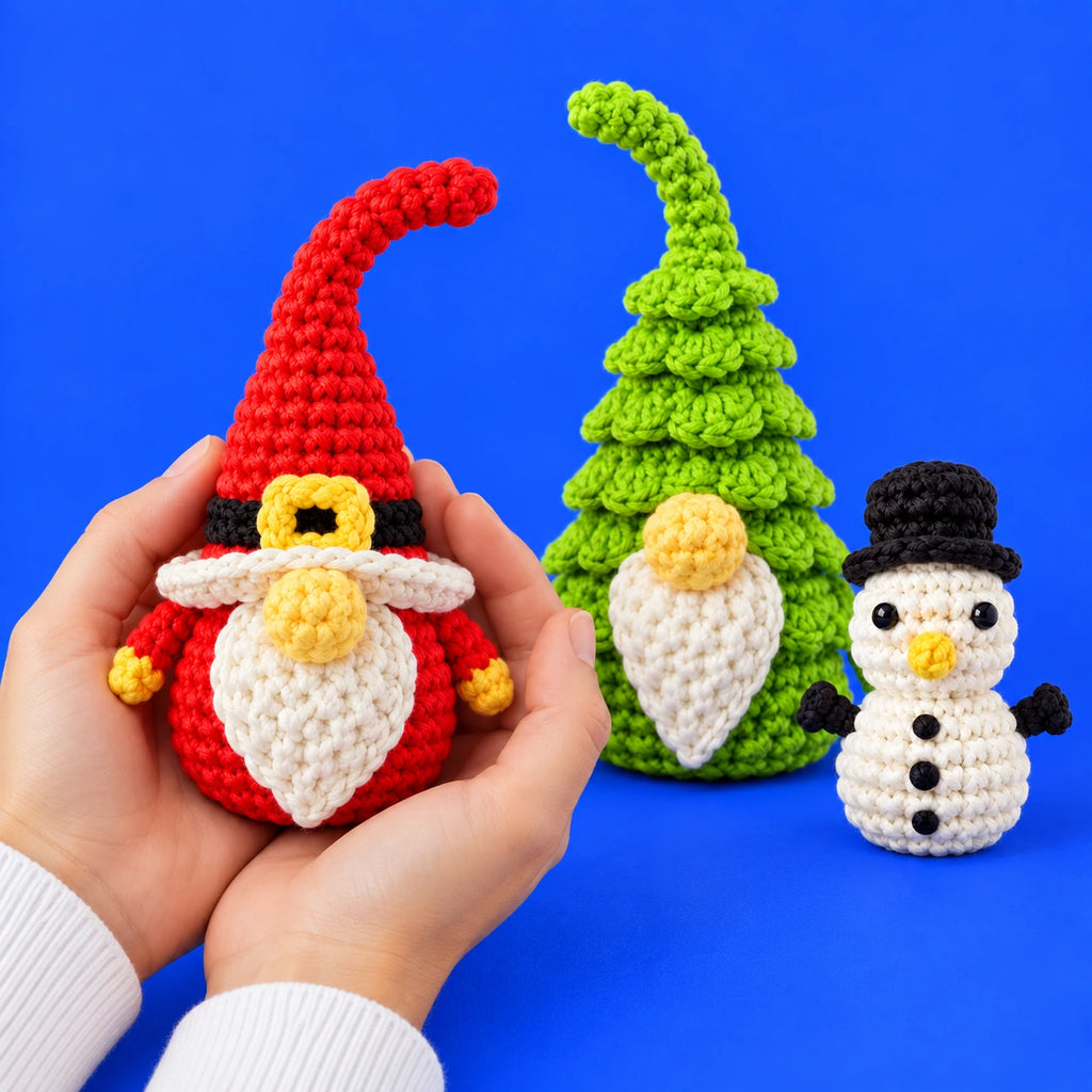 Noël, Noëlle & Florent — Les compagnons de Noël au crochet — présentation en main.