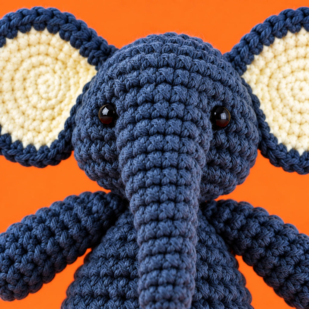 Clément — L’éléphant au crochet — détail des mailles.