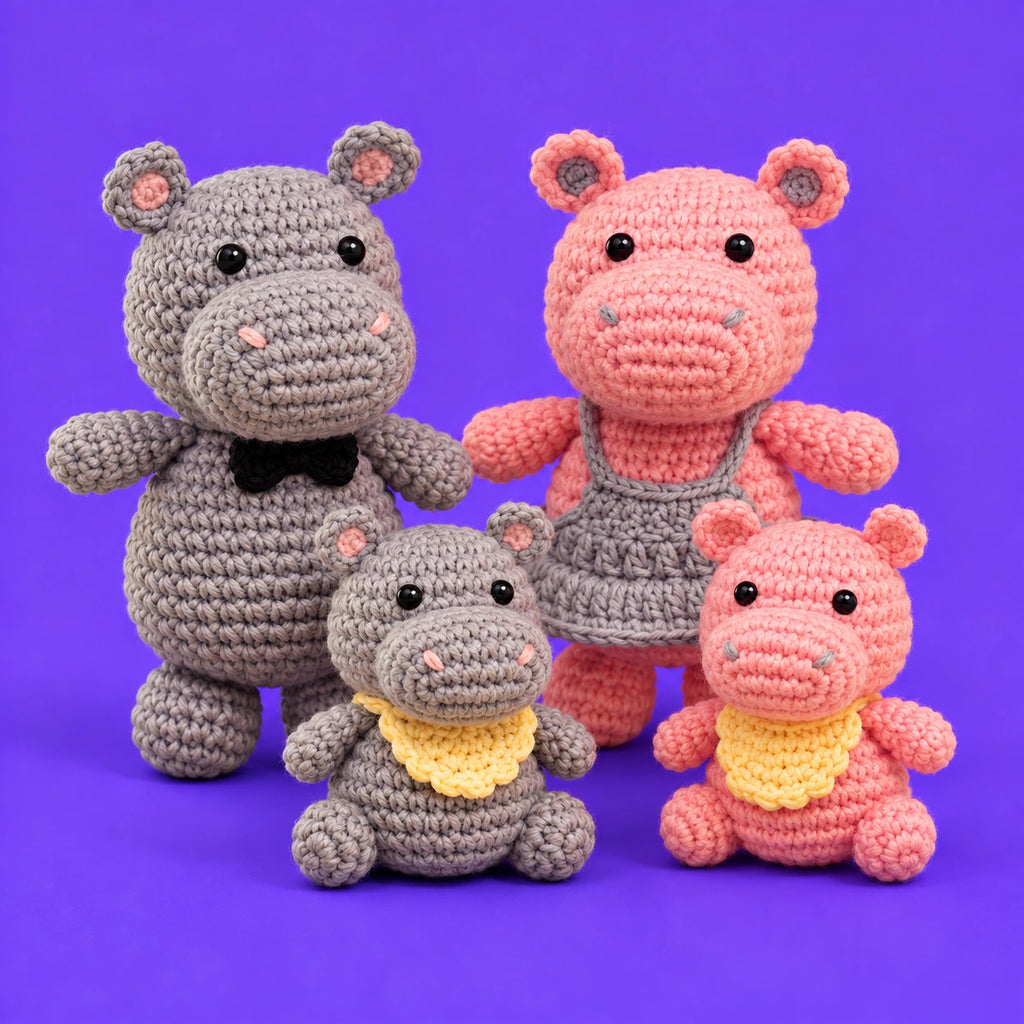 La famille de Théo — La famille hippopotame au crochet — vue principale.