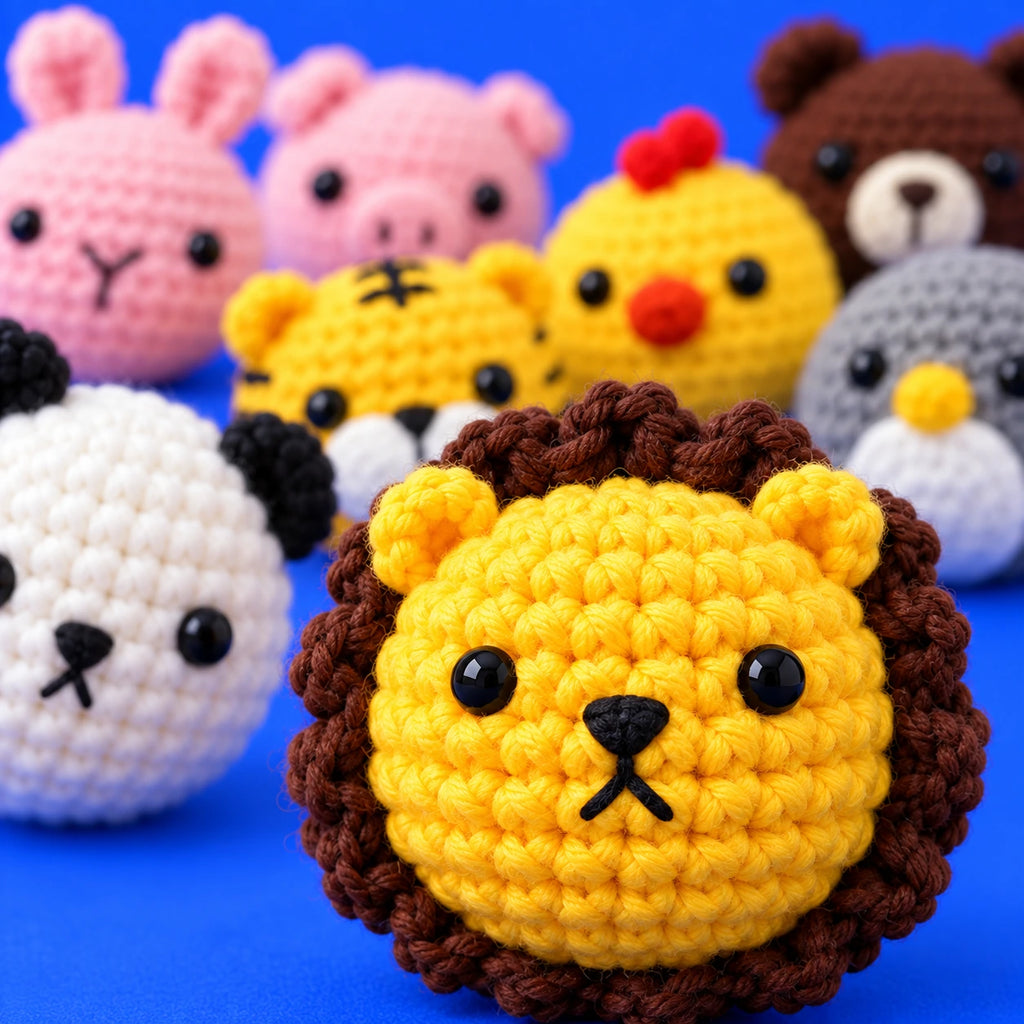 La bande de Pierre — Les huit porte-clés au crochet — détail des mailles.