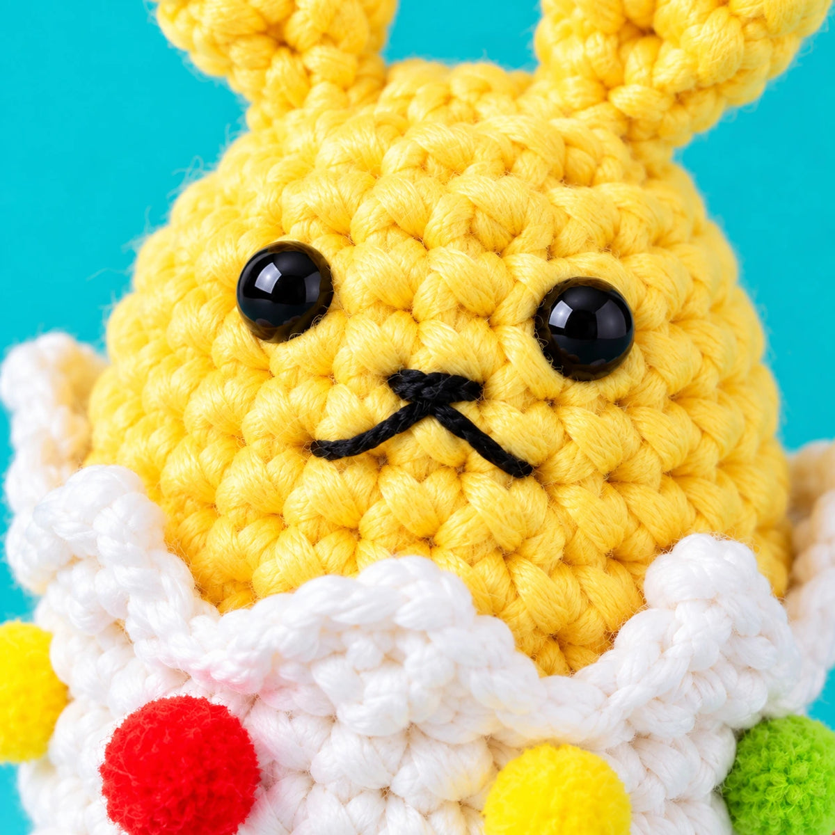 Albin — Le lapin dans sa coquille au crochet — détail des mailles.