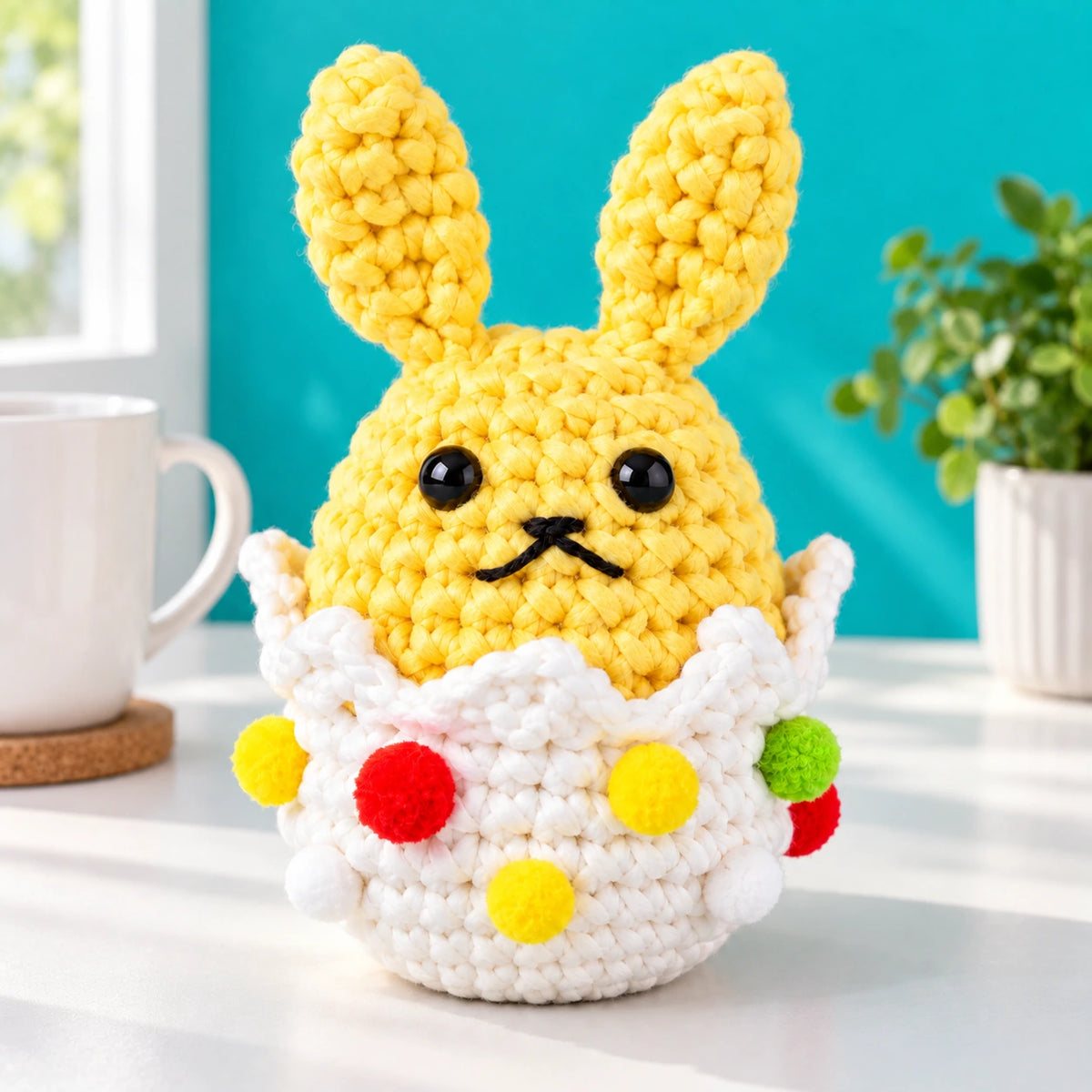 Albin — Le lapin dans sa coquille au crochet — mise en situation.