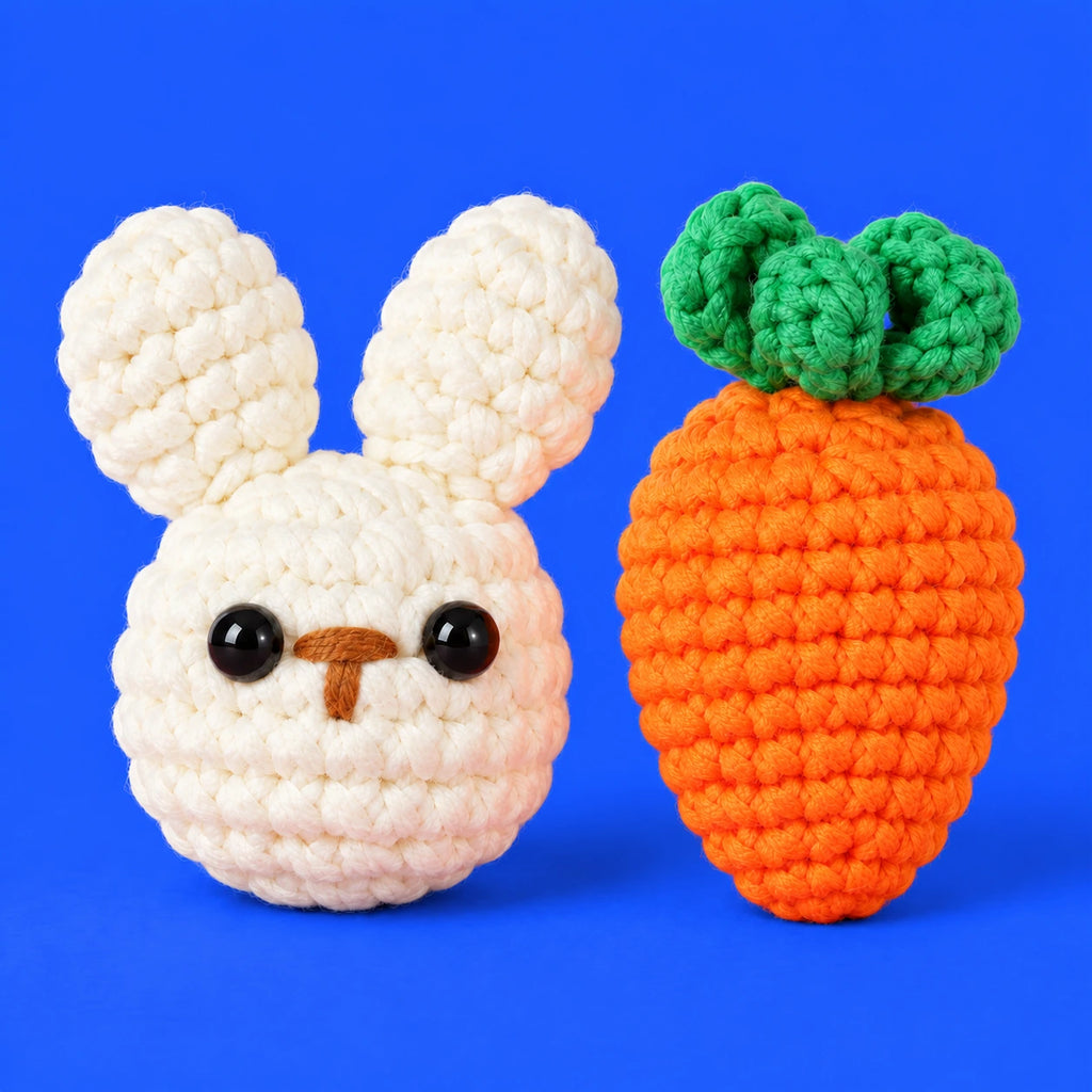 Justin — Tête de lapin et carotte au crochet — vue principale.