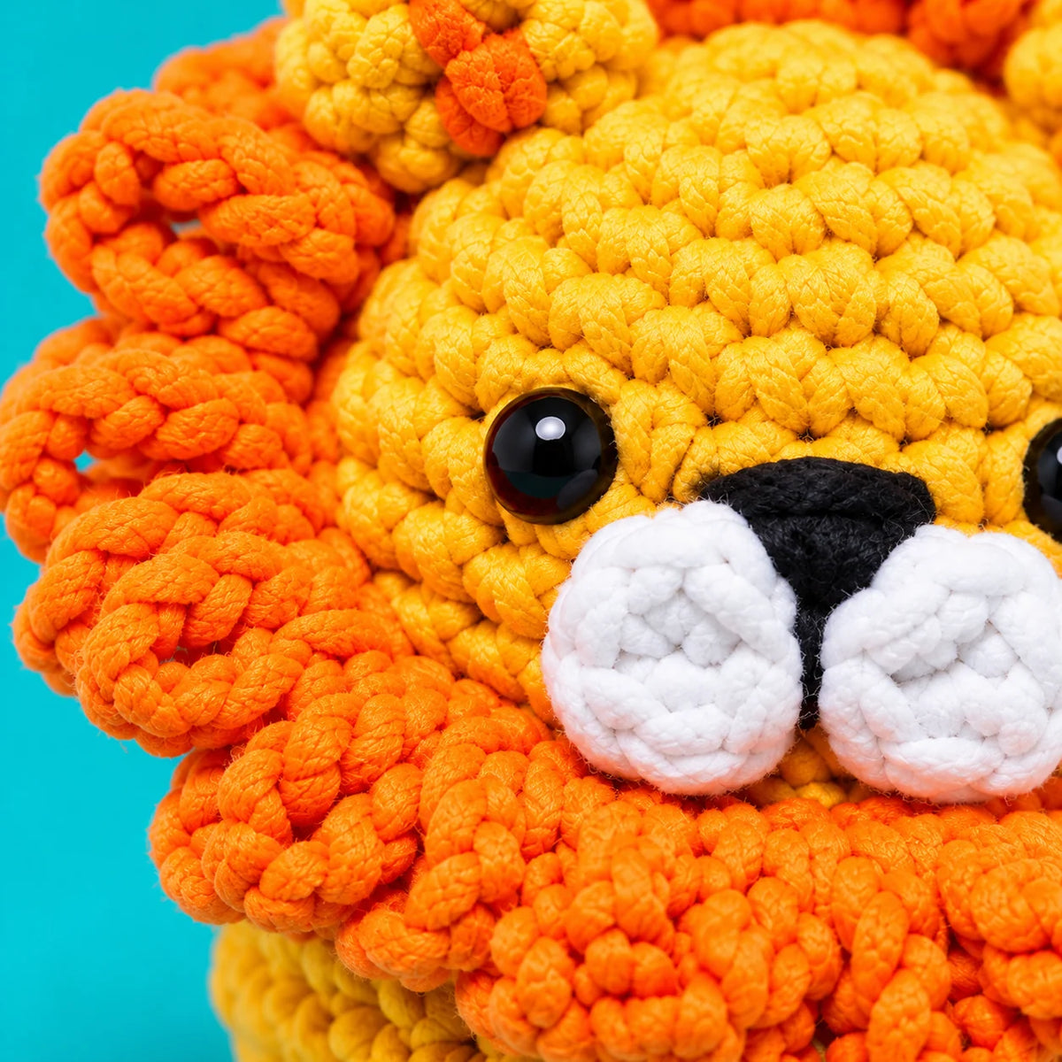 Léon — Le lion au crochet — détail des mailles.