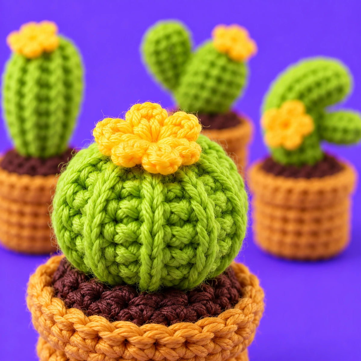 Les cactus de Gus — Les mini cactus au crochet — détail des mailles.