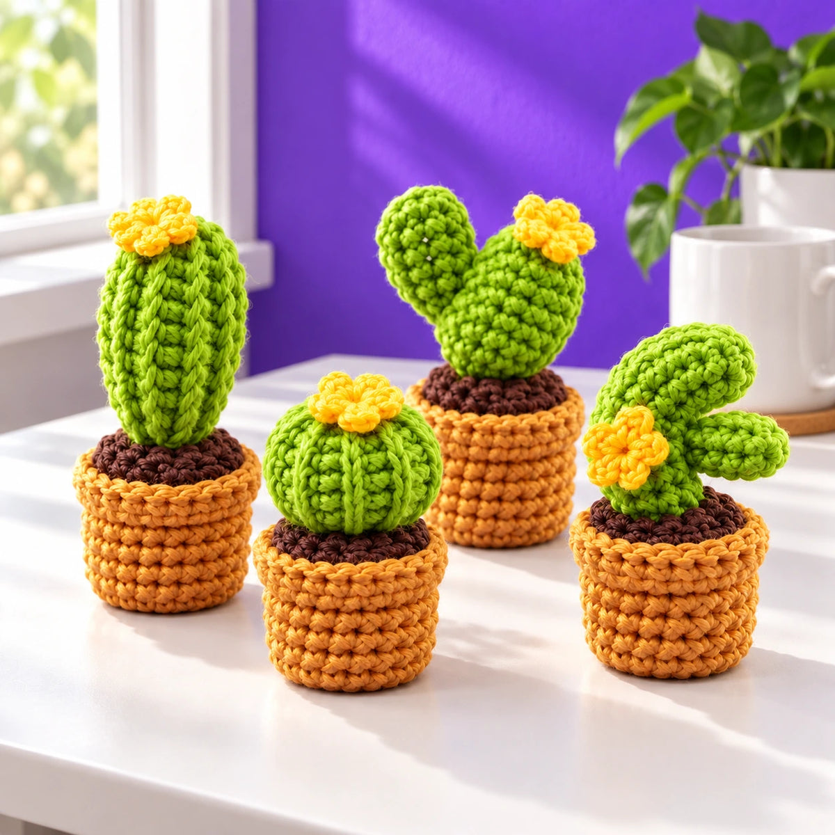 Les cactus de Gus — Les mini cactus au crochet — mise en situation.