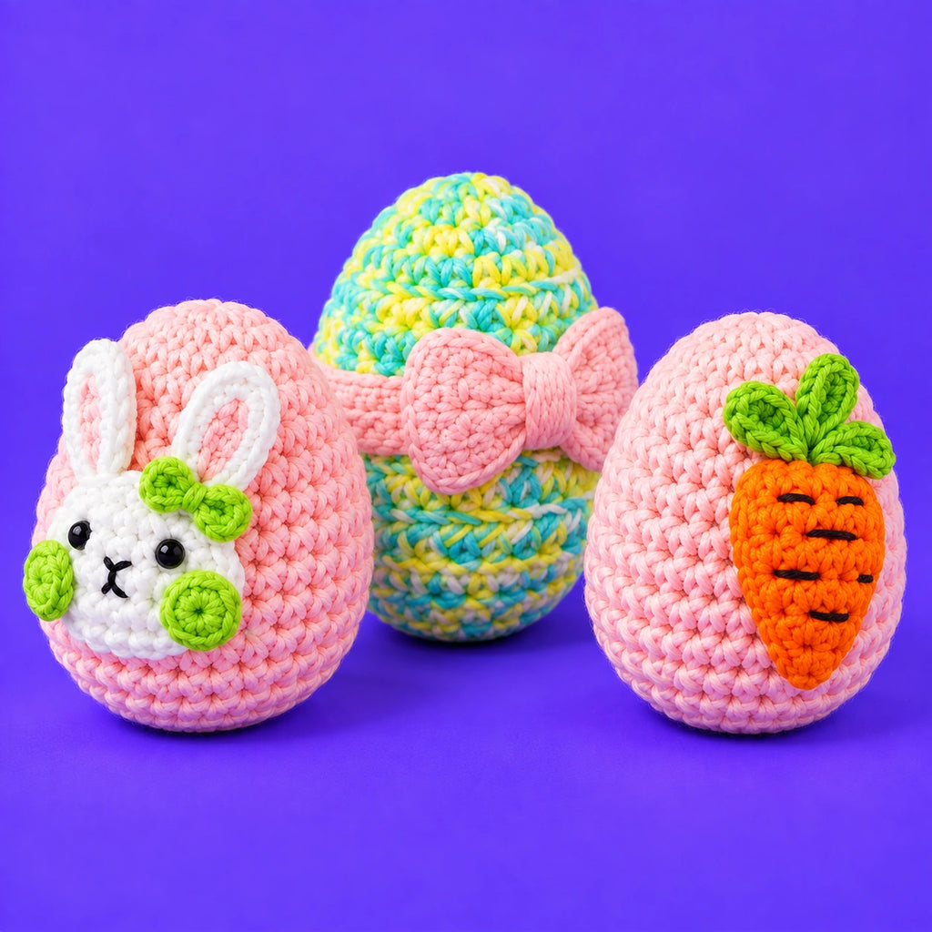 Les surprises de Pascal — Les œufs de Pâques au crochet — vue de trois quarts.