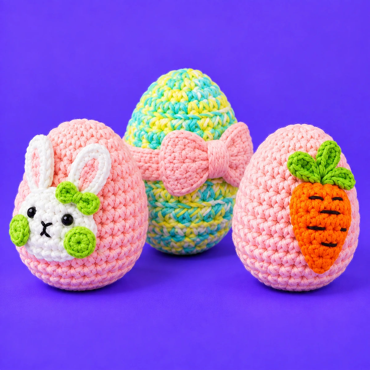 Les surprises de Pascal — Les œufs de Pâques au crochet — vue de trois quarts.