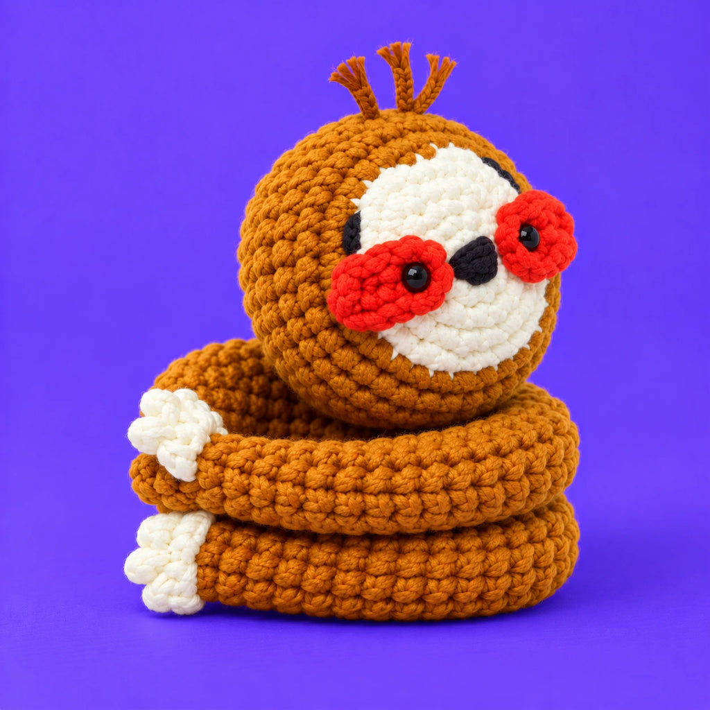 Mathieu — Le paresseux câlin au crochet — vue de trois quarts.