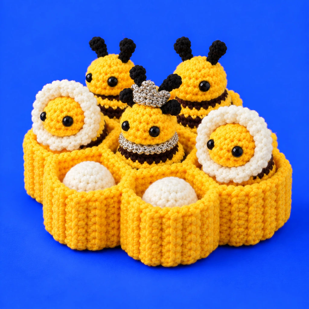 La ruche de Nina — La petite ruche au crochet — vue de trois quarts.