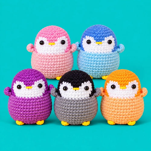 Élie & ses amis — Pingouins multicolores au crochet — vue principale.