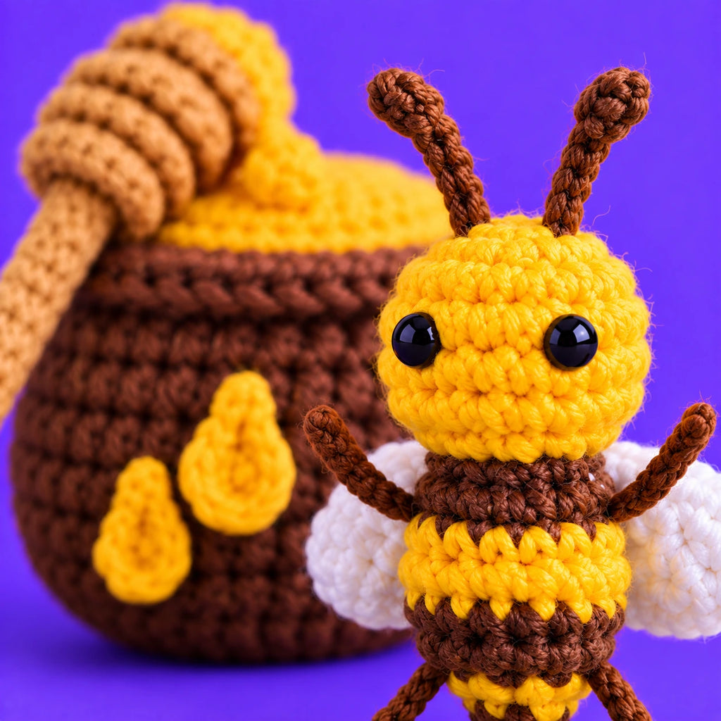 Gabriel & Léna — Le pot de miel au crochet — détail des mailles.
