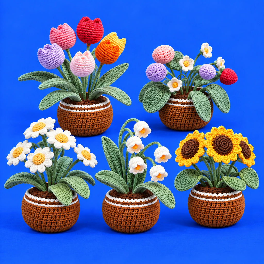 Les bouquets d’Adèle — Les bouquets fleuris au crochet — vue de trois quarts.