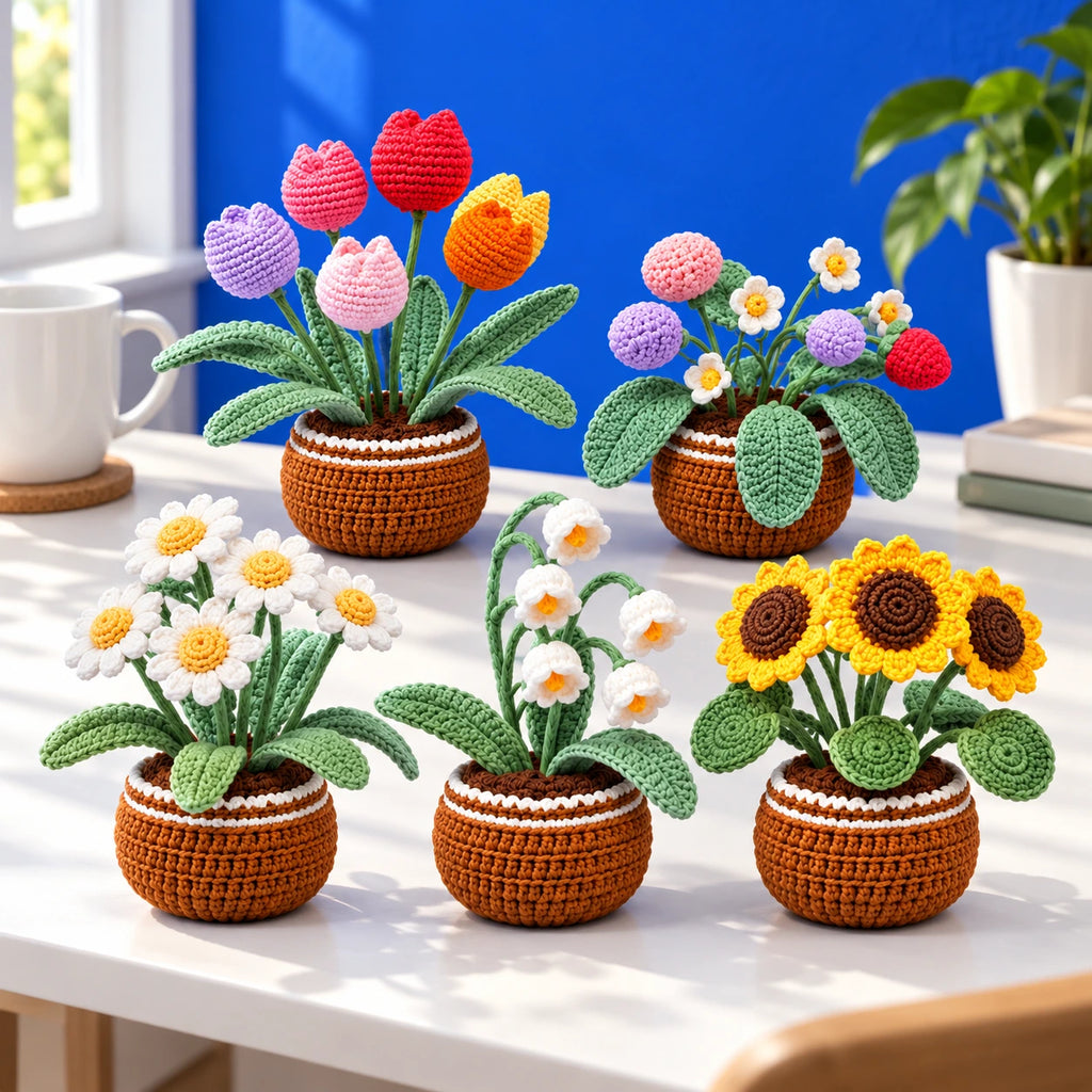 Les bouquets d’Adèle — Les bouquets fleuris au crochet — mise en situation.