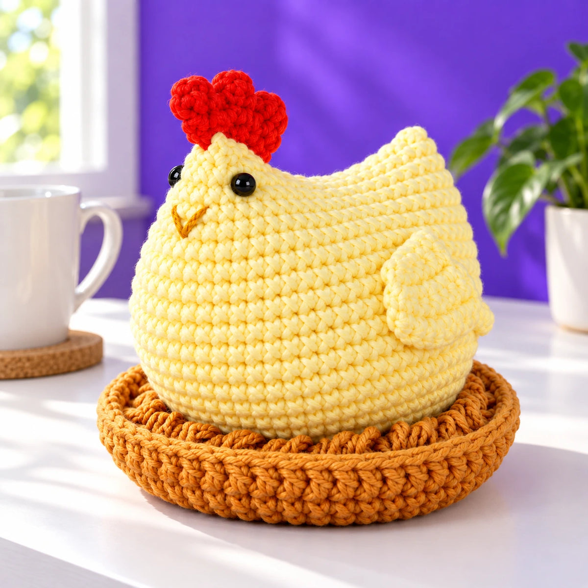 Colette — La poule au nid au crochet — mise en situation.