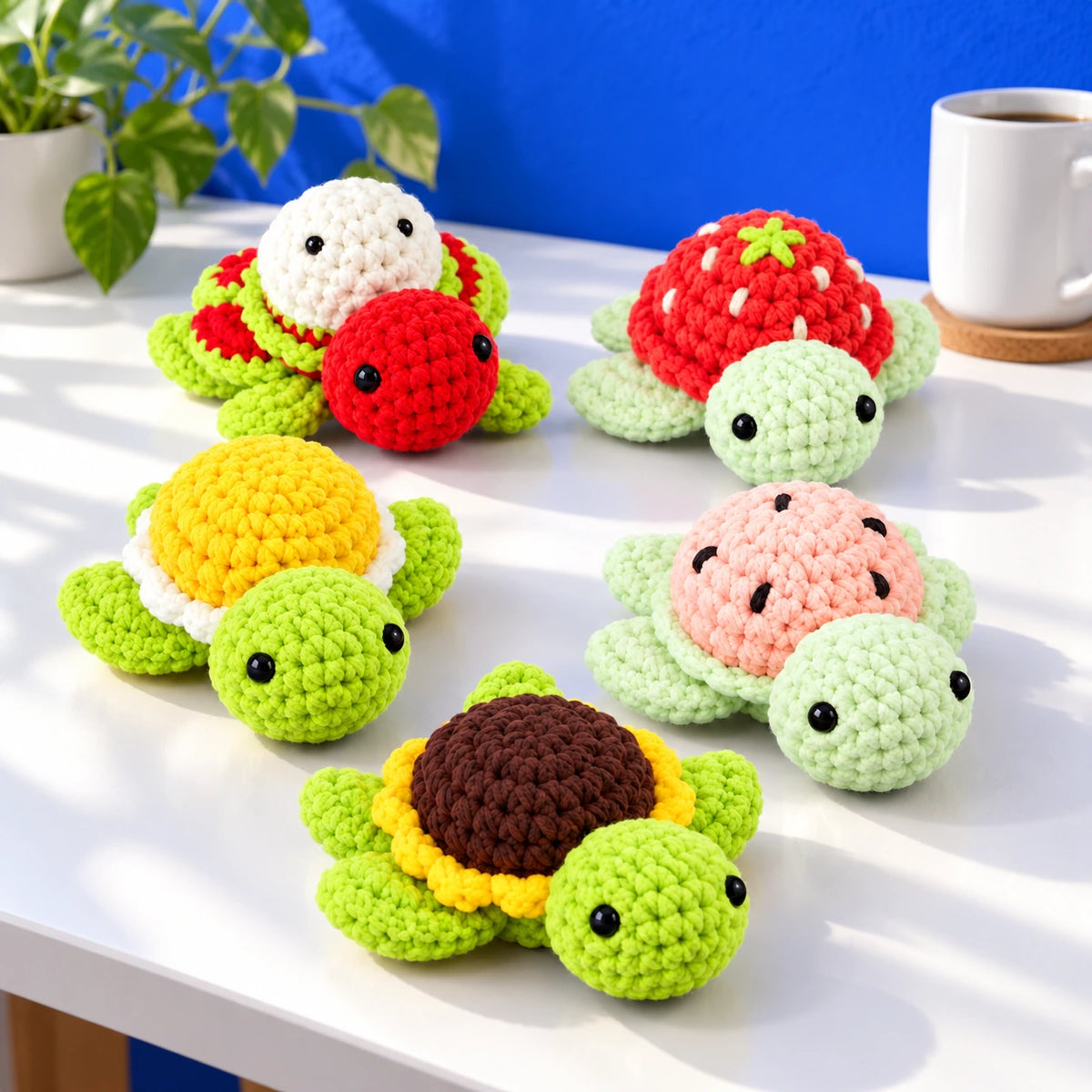 Manu & ses amis — Les tortues fantaisie au crochet — mise en situation.