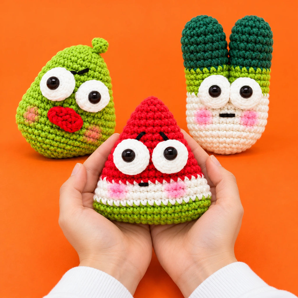Sam, Alain & Sara — Les trois farceurs au crochet — présentation en main.